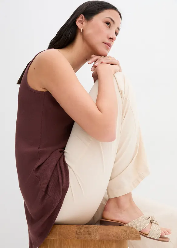 Long débardeur côtelé 100% coton, bonprix