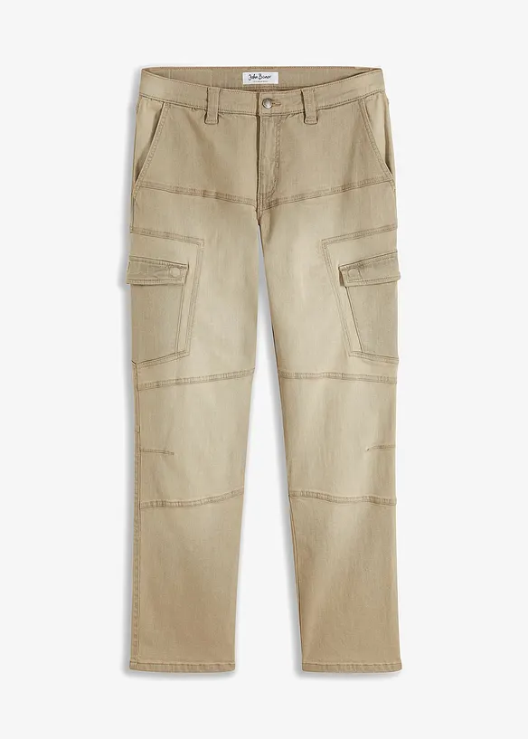 Jean cargo droit extensible, Regular, bonprix