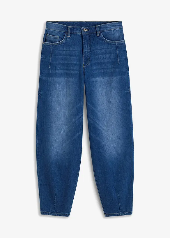 Jean barrel taille haute en coton, bonprix