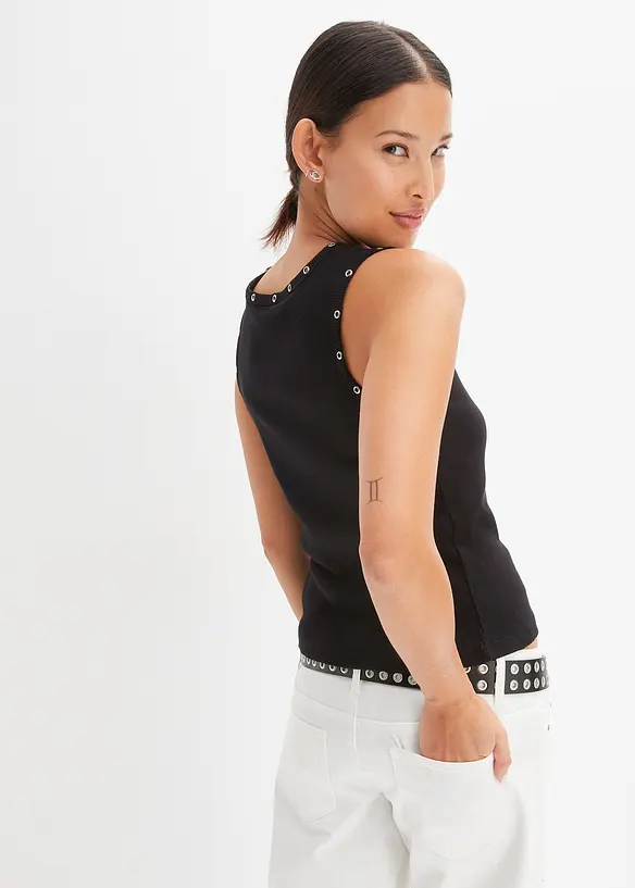Lot de 2 tops côtelés 100% coton, bonprix