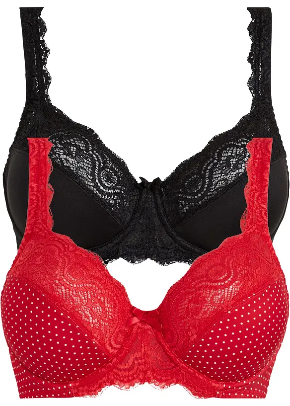 Lot de 2 soutiens-gorge à armatures et dentelle, bonprix