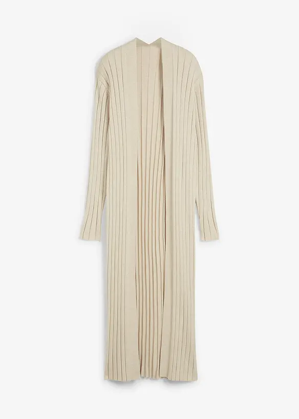 Long gilet en maille coton et soie, bonprix