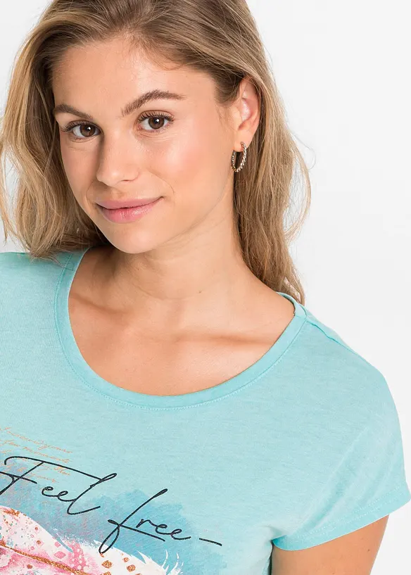 T-shirt à imprimé plume, bonprix