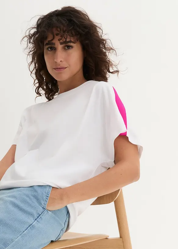 T-shirt 100% coton avec galon fluo, bonprix