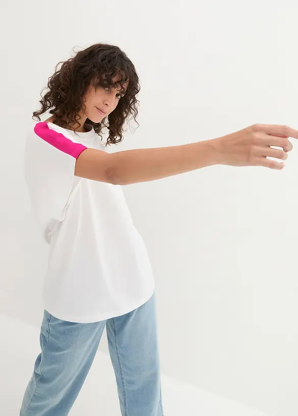 T-shirt 100% coton avec galon fluo, bonprix
