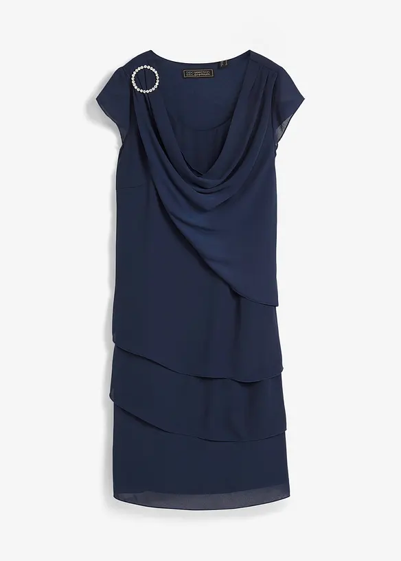 Robe courte look superposé avec accessoire sur l’épaule, bonprix