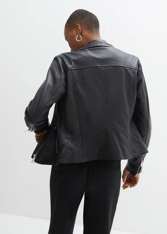 Veste biker en cuir nappa d’agneau, bonprix