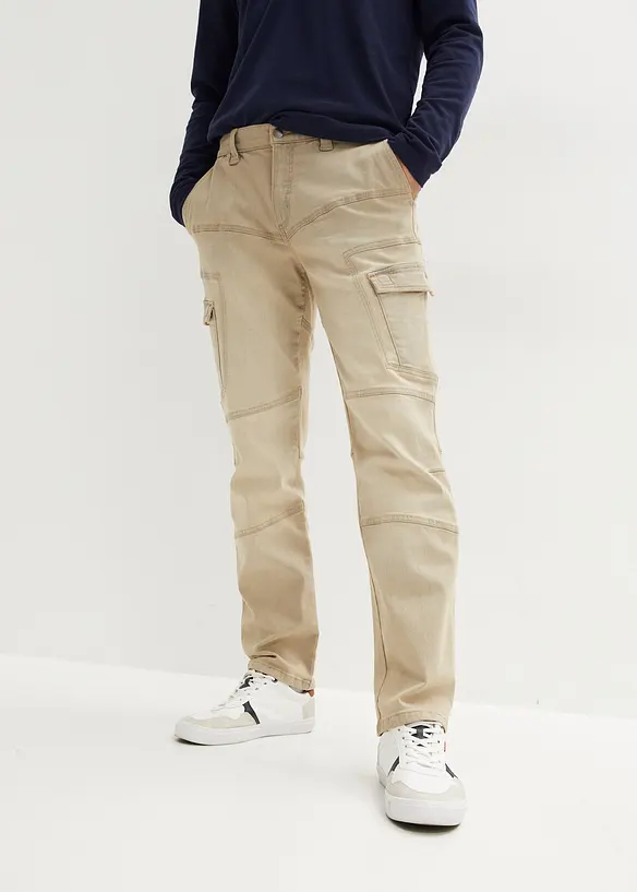 Jean cargo droit extensible, Regular, bonprix
