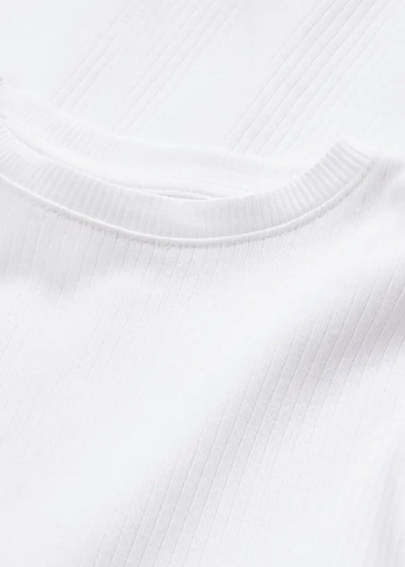 T-shirt côtelé manches longues 100 % coton, bonprix