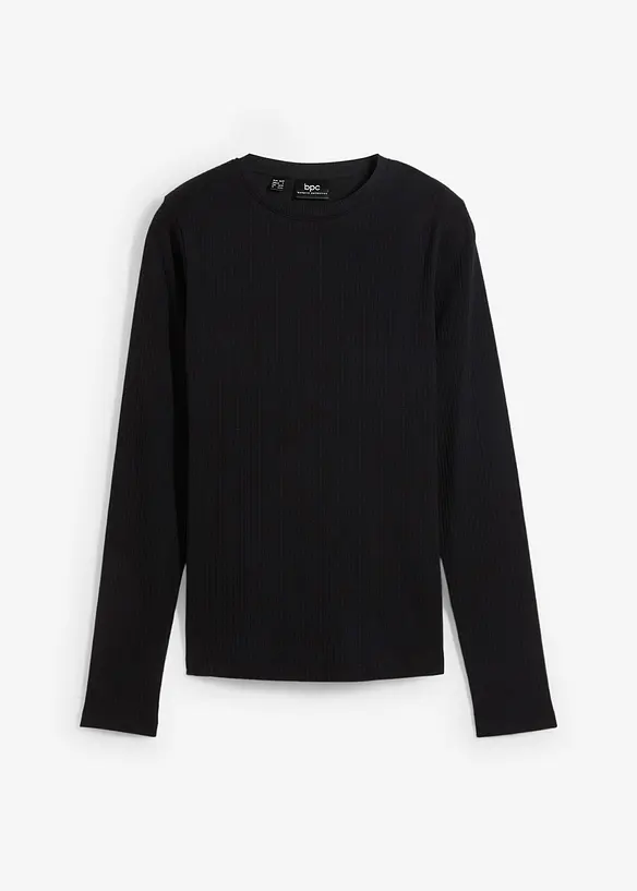 T-shirt côtelé manches longues 100 % coton, bonprix