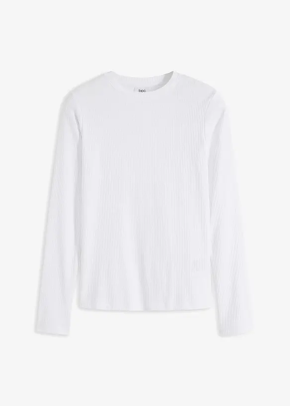 T-shirt côtelé manches longues 100 % coton, bonprix