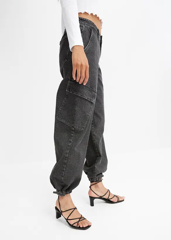 Jean cargo taille mi-haute, bonprix