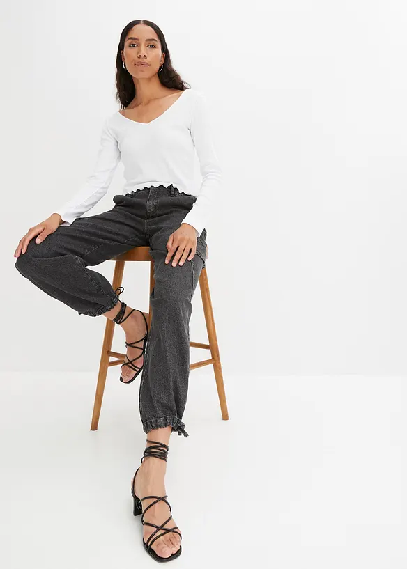 Jean cargo taille mi-haute, bonprix