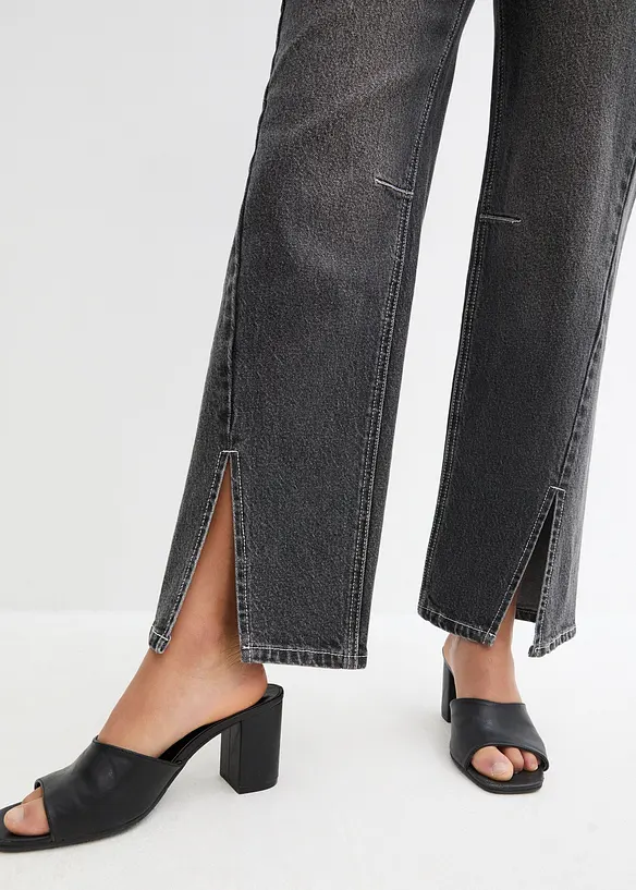 Jean ample taille moyenne, fentes, bonprix