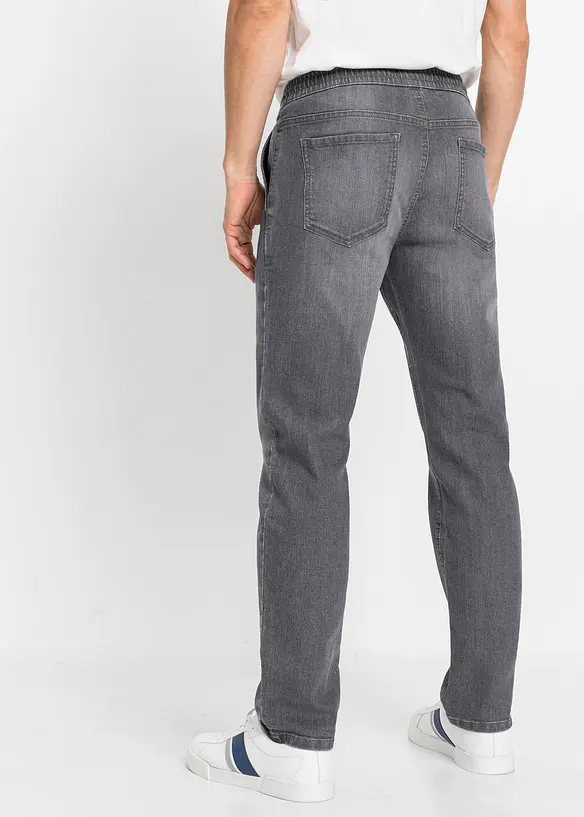 Jean jogger droit et léger à taille élastiquée, Regular, bonprix