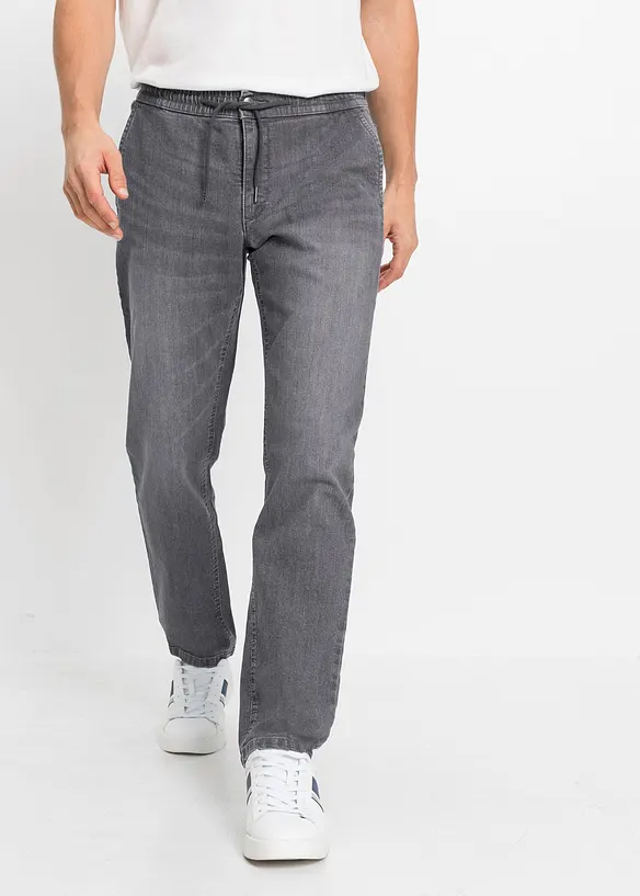 Jean jogger droit et léger à taille élastiquée, Regular, bonprix