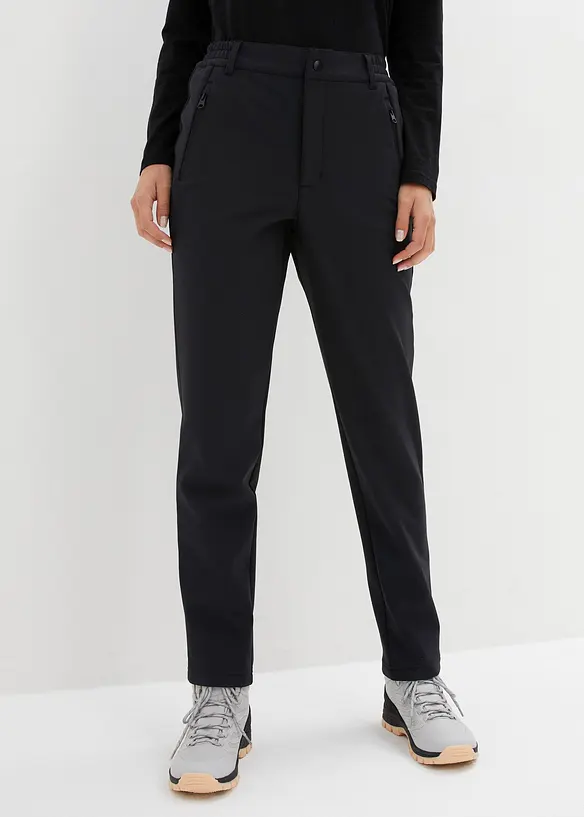 Pantalon déperlant en softshell extensible avec taille élastiquée, bonprix