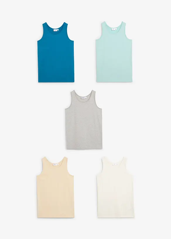 Lot de 5 maillots de corps en coton doux, bonprix