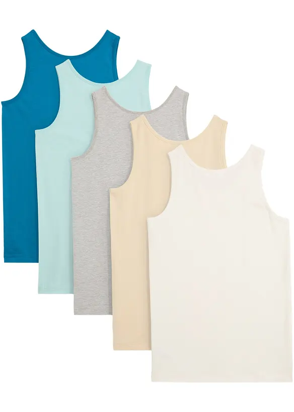 Lot de 5 maillots de corps en coton doux, bonprix