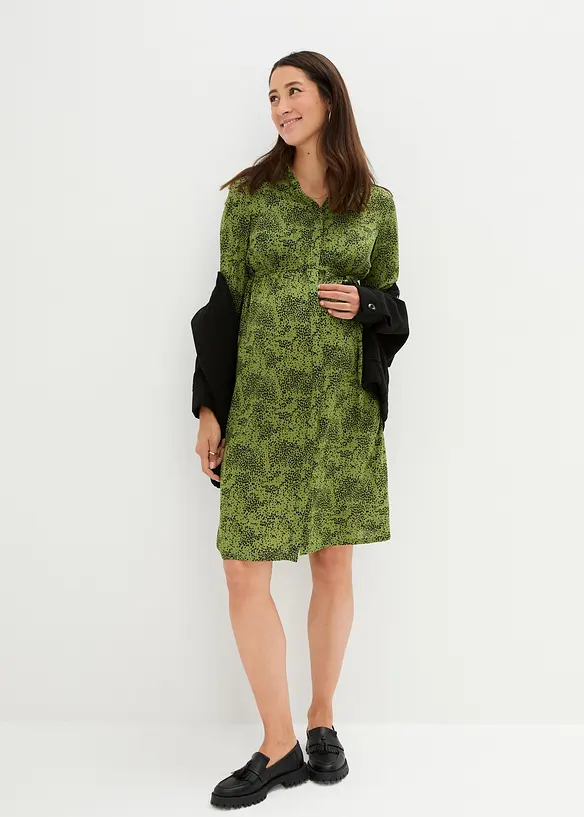 Robe en crêpe avec empiècement smocké, bonprix