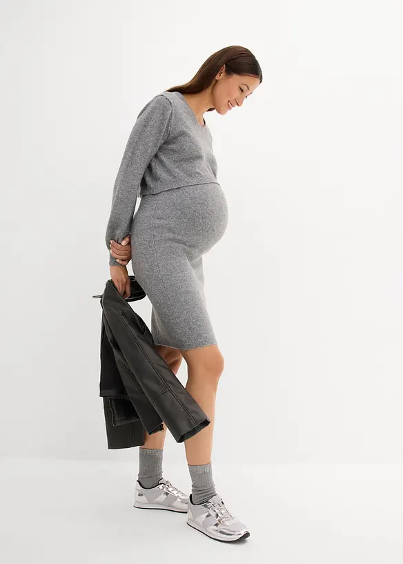 Ensemble 2 pièces en maille de grossesse avec un pull et une jupe, bonprix