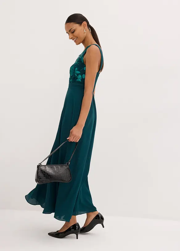 Robe longue brodée de sequins, bonprix