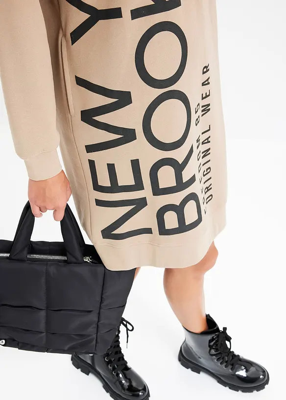Robe sweat oversize en coton mélangé doux, bonprix