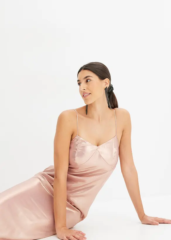Robe à bretelles fines en satin, bonprix