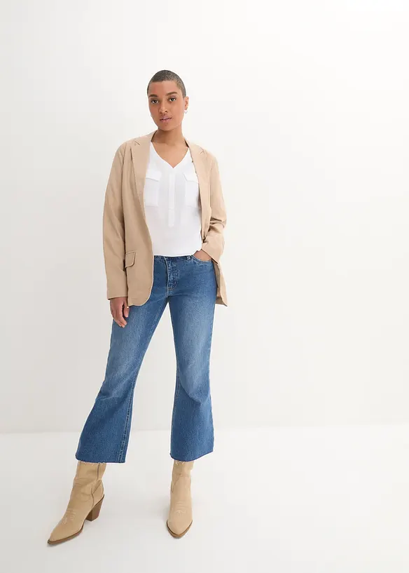 Blouse fluide à col en V et manches longues, bonprix