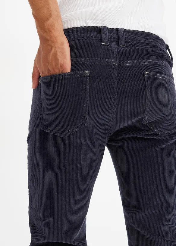 Pantalon droit en velours côtelé extensible aspect délavé, Regular, bonprix