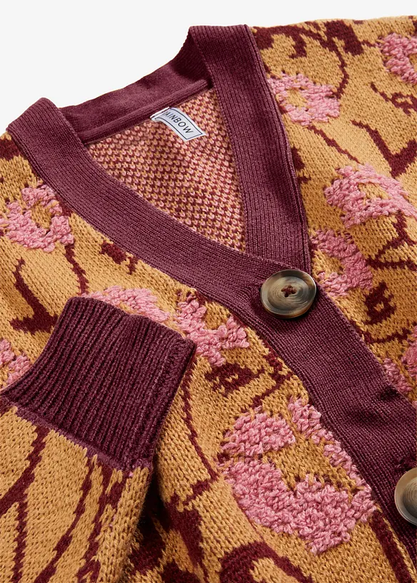 Gilet en grosse maille à motif floral, bonprix