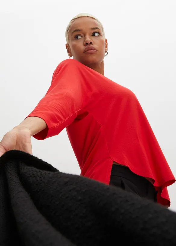 T-shirt manches 3/4 en viscose et élasthanne, bonprix