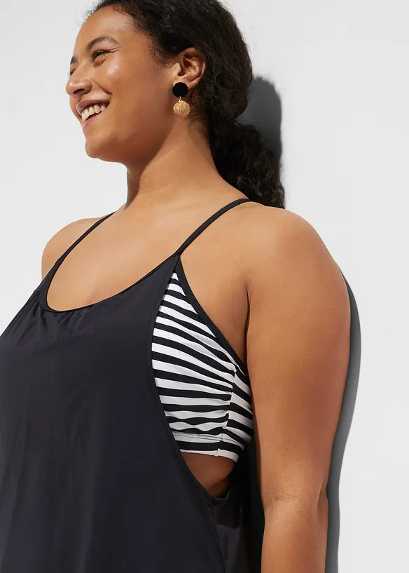 Tankini long (ens. 2 pces) effet superposé, bonprix