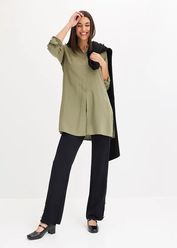 Gilet long en maille de viscose mélangée, bonprix