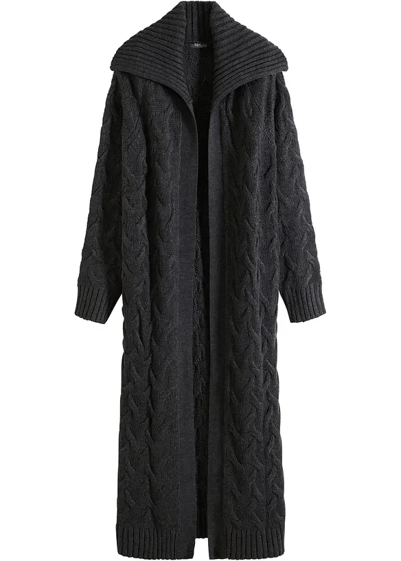 Veste longue en maille torsadée, bonprix