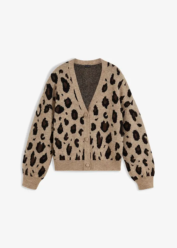 Gilet en maille léopard, bonprix
