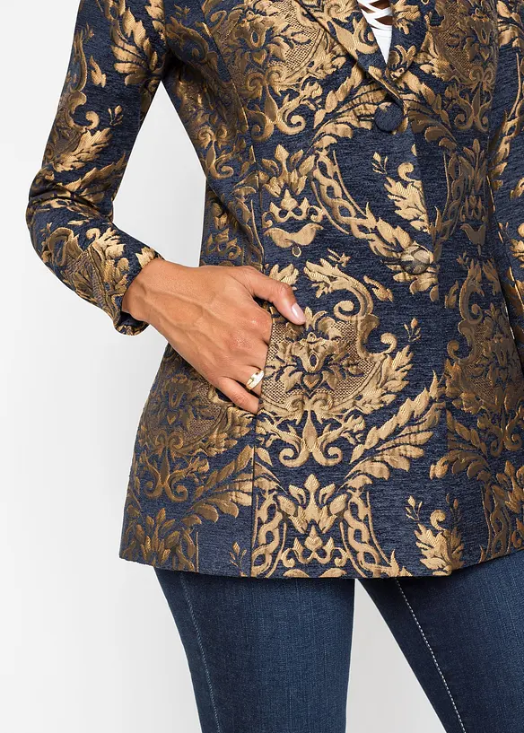 Blazer court en jacquard doré, Petite stature, bonprix