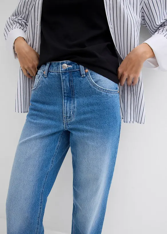 Jean droit taille haute, loose, bonprix