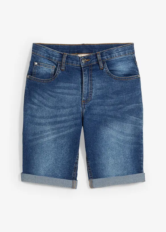 Bermuda en jean extensible à taille réglable, slim, bonprix