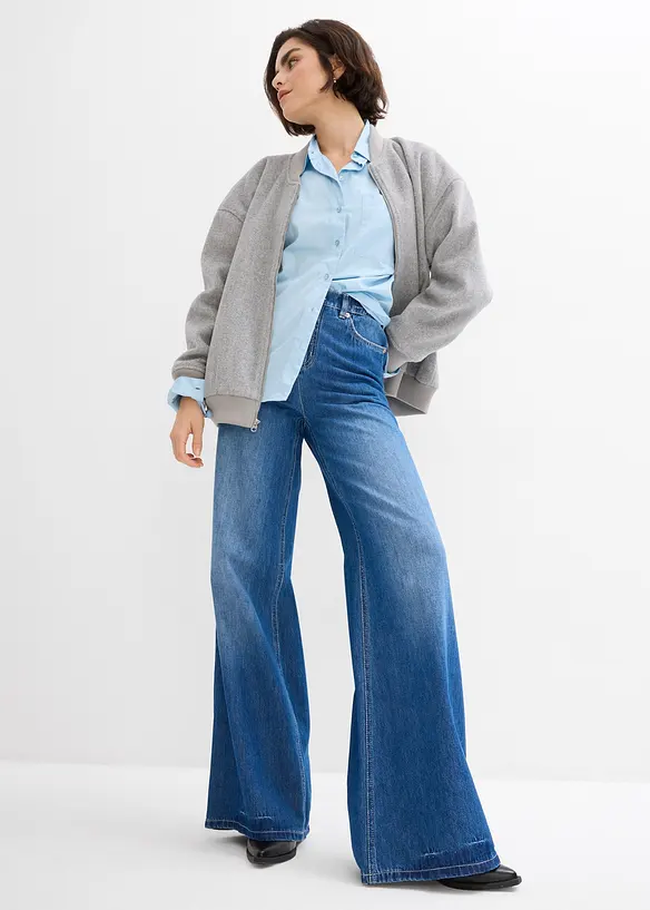 Jean large, taille haute et élastiquée, bonprix