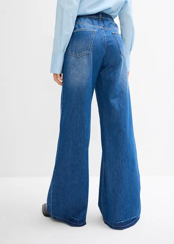 Jean large, taille haute et élastiquée, bonprix