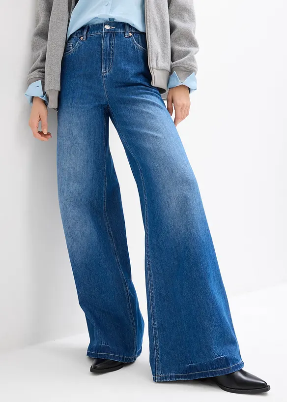Jean large, taille haute et élastiquée, bonprix