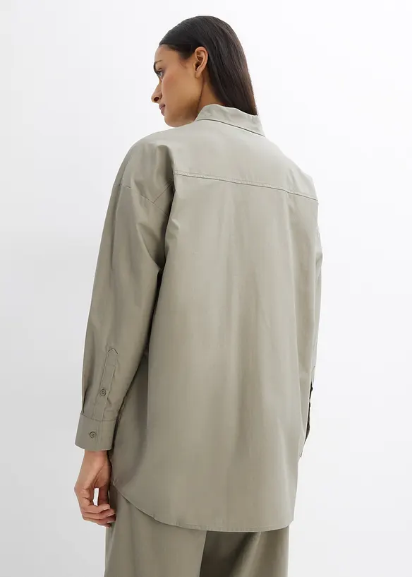 Long chemisier 100% coton, bonprix