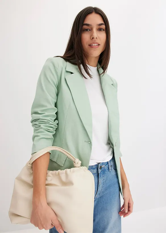 Blazer extensible en twill avec ceinture à nouer, bonprix