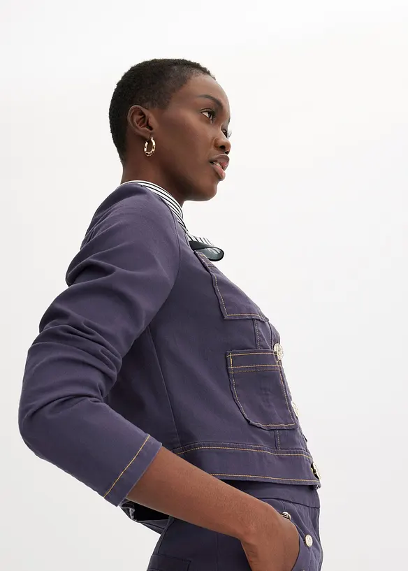 Veste en twill à boutons décoratifs, bonprix