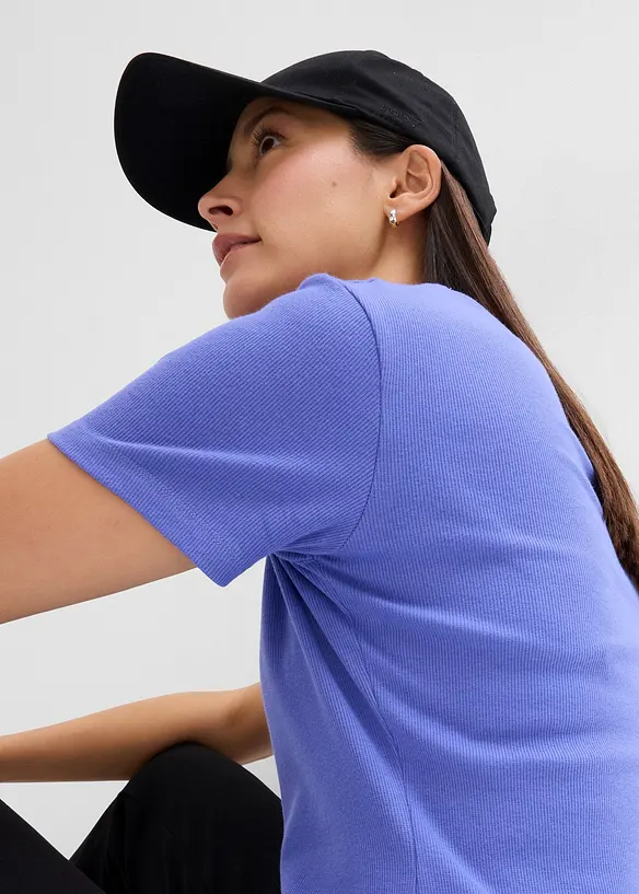 Lot de 2 T-shirts en coton côtelé, bonprix