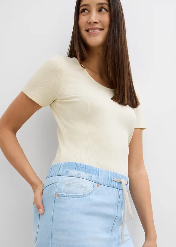 Jean large, taille mi-haute et élastiquée, bonprix