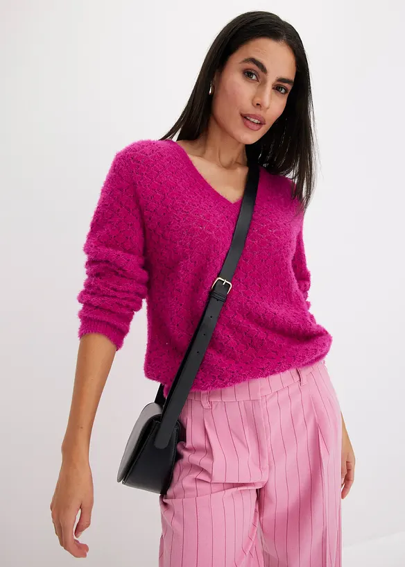 Pull ajouré avec fil peluche, bonprix