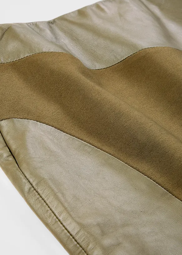 Jupe en cuir d'agneau nappa avec empiècement élastique, bonprix