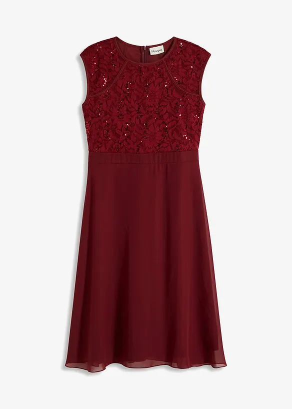 Robe en crêpe à dentelle et sequins brodés, bonprix